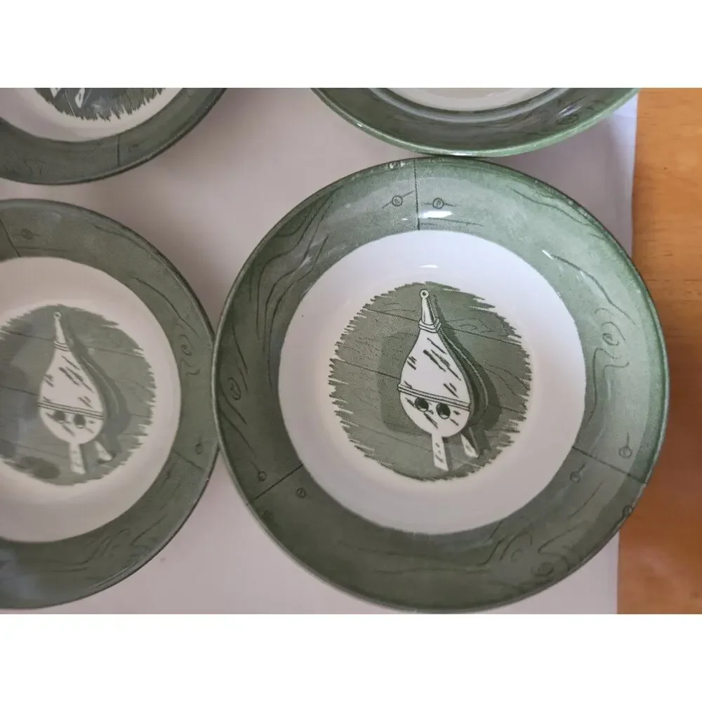 5 COLONIAL HOMESTEAD GREEN ROYAL CHINA BERRY BOWLS 5 1/2